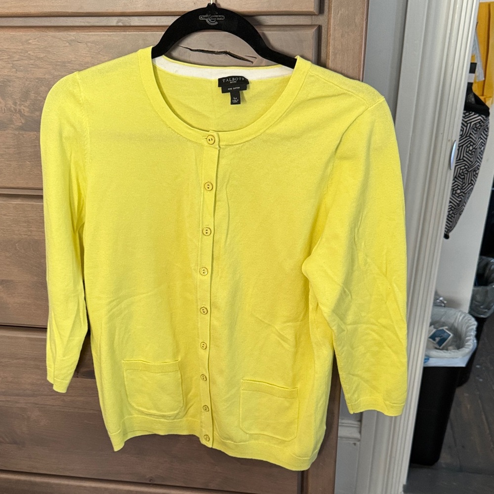 Talbots Sunny Yellow Button-Up Cardigan